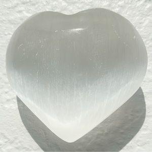 Selenite Heart Gemstone 3”